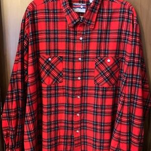 American Edition Vintage Red Plaid Flannel Men's Casual Button-Down Shirt